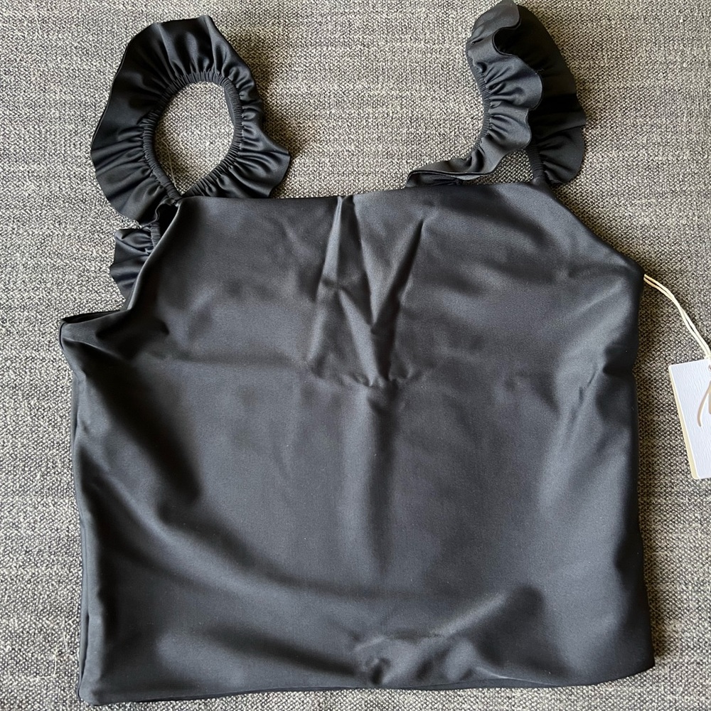 Ruffled extended length crop top